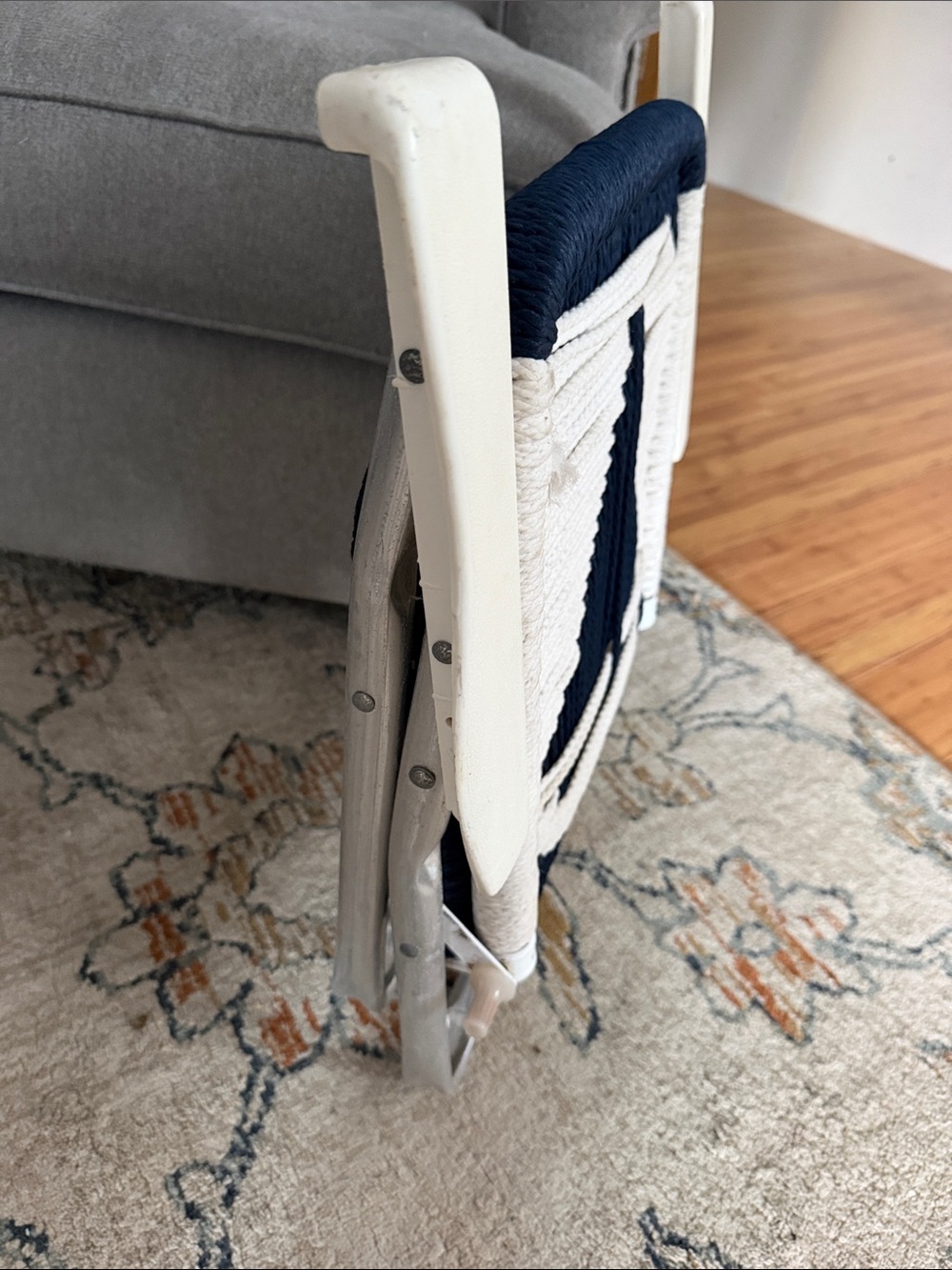 Macrame Woven Sailboat Kids Chair - Aluminum Navy and White - Picture 9 of 9